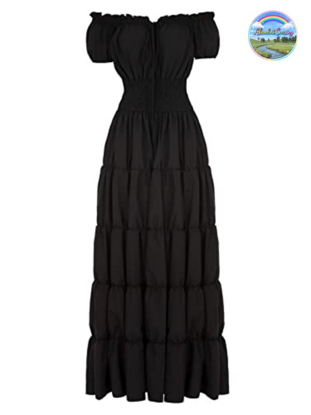 Renaissance Peasant Dress Costume Off Shoulder High Neck A-Line